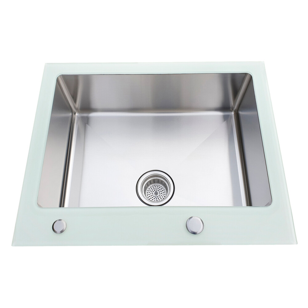 CookingAid Xhami i kalitur I BARDHË Lavaman kuzhine  inox me grirëse të personalizuar me xham të kalitur, kullues enësh/makaronash/frutash, skarë rrokullisje u inox,
