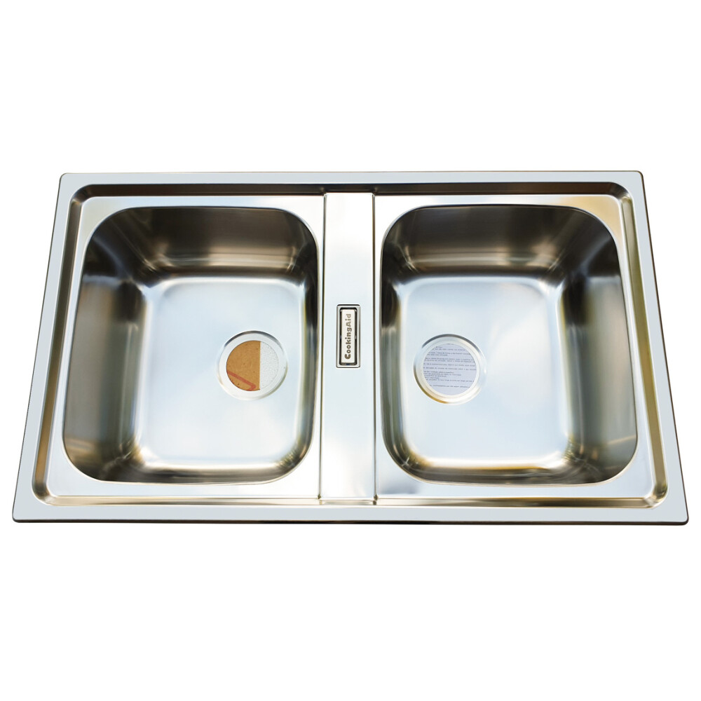 Lavaman kuzhine me 2 tasa të dyfishtë  inox CookingAid URBAN 86BB i kthyeshëm majtas/djathtas + aksesorë montimi
