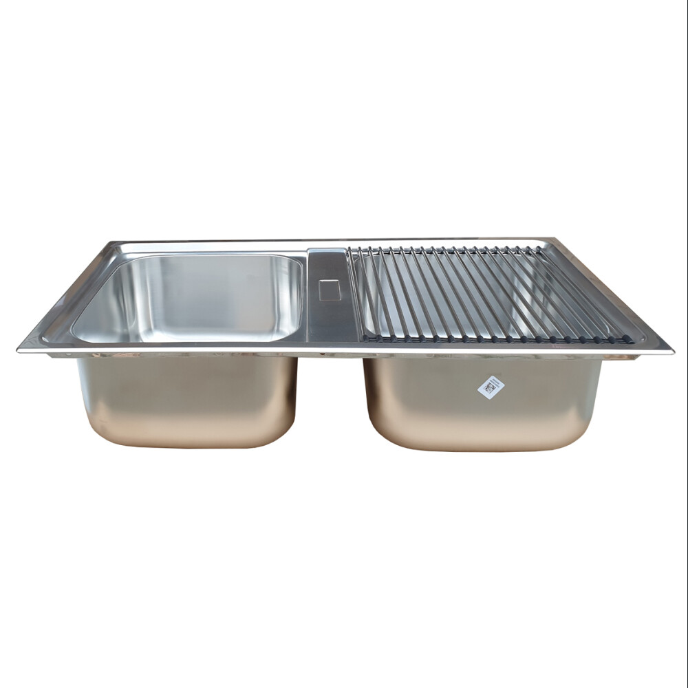 Lavaman kuzhine me 2 tasa të dyfishtë  inox CookingAid URBAN 86BB i kthyeshëm majtas/djathtas + aksesorë montimi