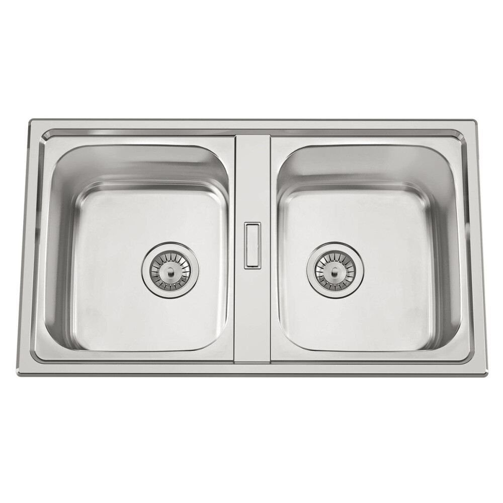 Lavaman kuzhine me 2 tasa të dyfishtë  inox CookingAid URBAN 86BB i kthyeshëm majtas/djathtas + aksesorë montimi