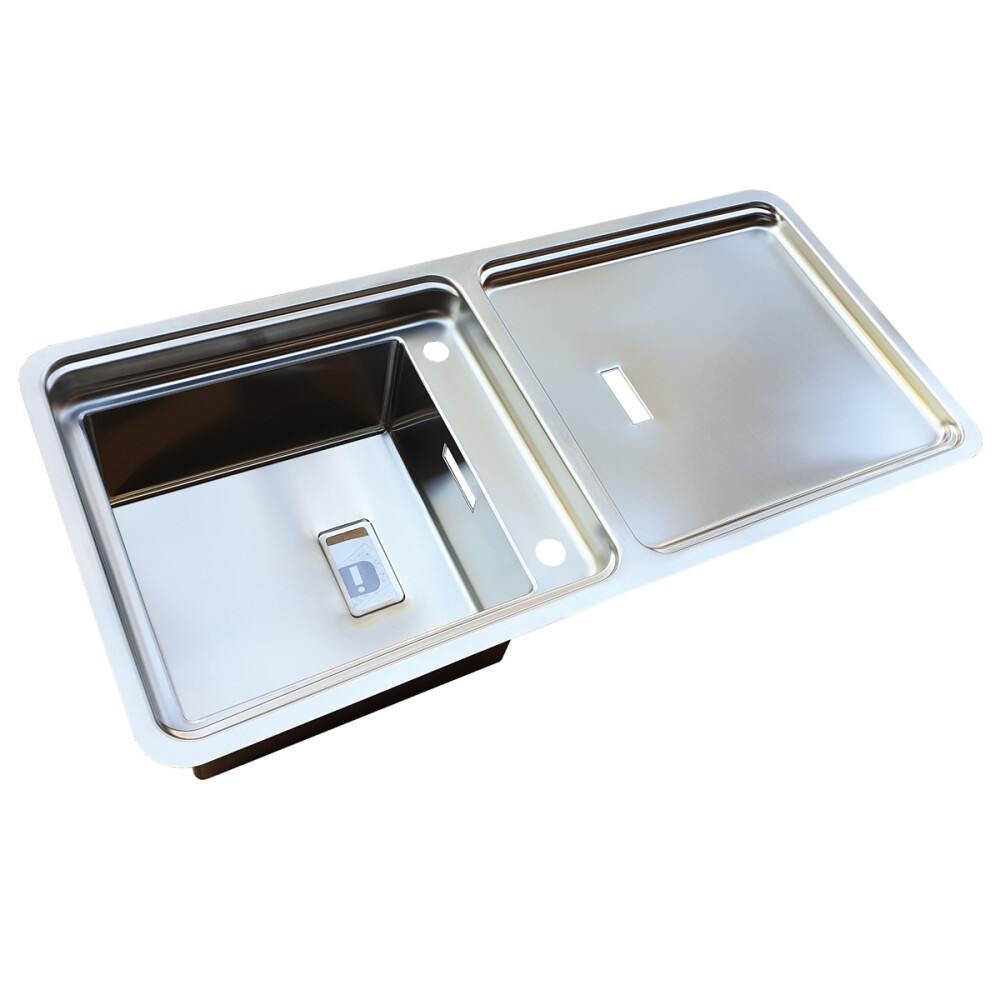 Lavaman kuzhine CookingAid VISION 100  inox me rubinet teleskopik të integruar, grimcues xhami të kalbur + aksesorë montimi