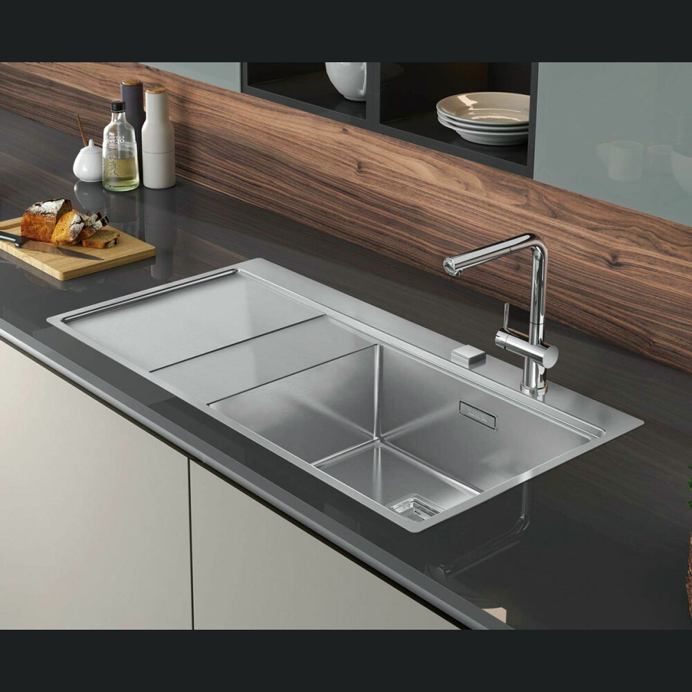 CookingAid XERON 105 Djathtas lavaman kuzhine inox me valvul kullimi drejtkëndor automatik dhe aksesorë montimi