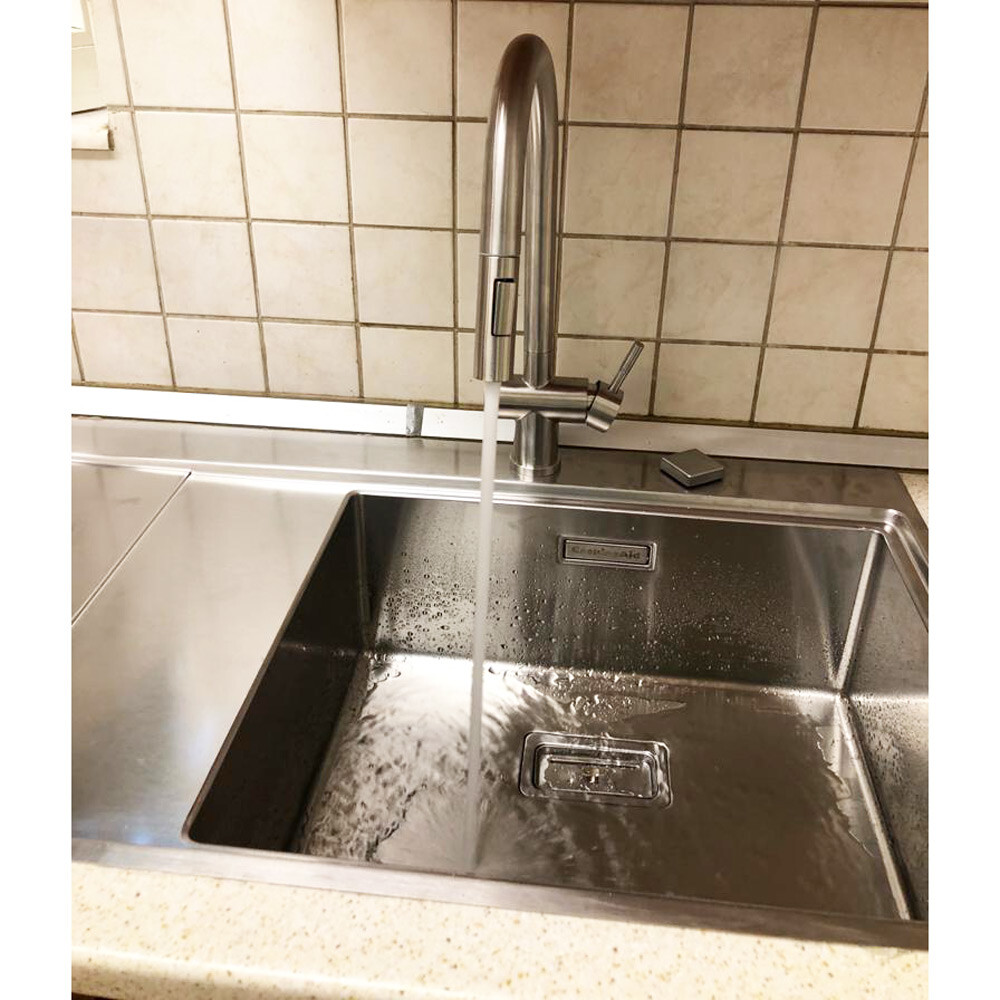 CookingAid XERON 105 Djathtas lavaman kuzhine inox me valvul kullimi drejtkëndor automatik dhe aksesorë montimi