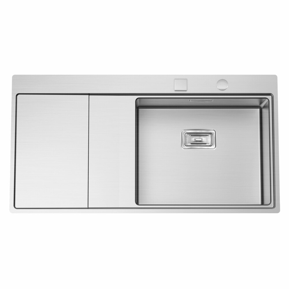 CookingAid XERON 105 Djathtas lavaman kuzhine inox me valvul kullimi drejtkëndor automatik dhe aksesorë montimi