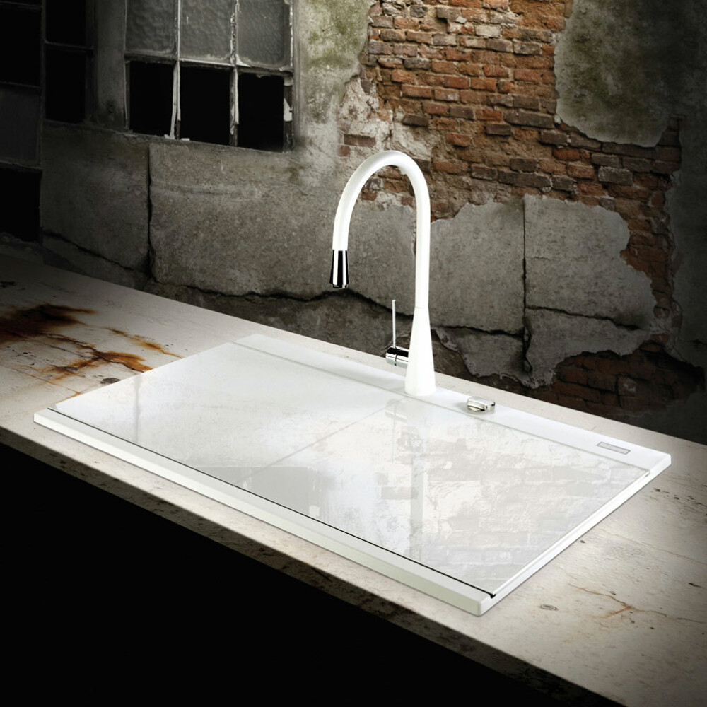 Lavaman kuzhine me dy granit me 2 tasa CookingAid Kinga LX8620 White / Polar White + aksesorë instalimi