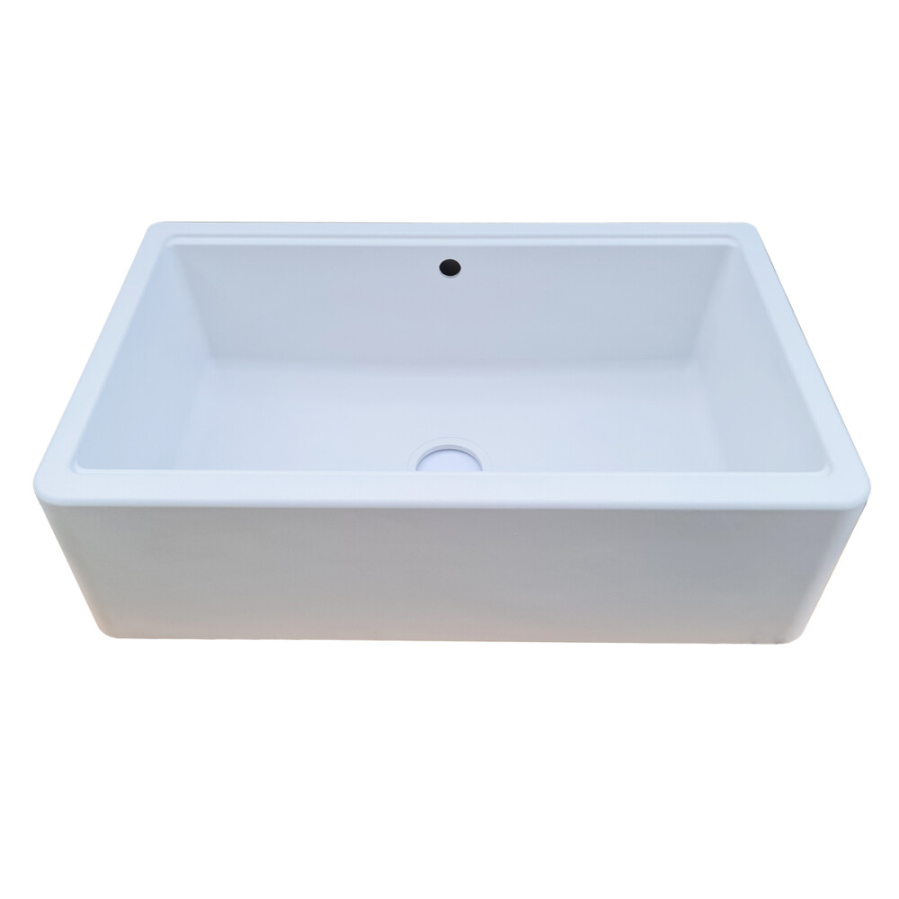 Lavaman i kthyeshëm kuzhine graniti CookingAid Lux ​​· LX8410 Përparëse e shtëpisë në fermë White / Polar White + aksesorë instalimi