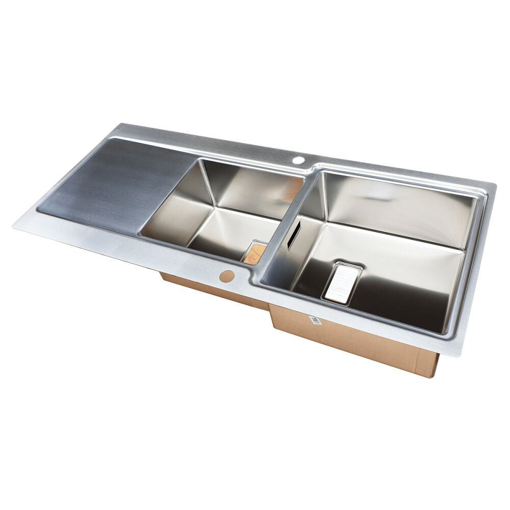 Lavaman kuzhine inox CookingAid EVO 116 dopio me 2 tasa + pikatore dhe valvul automatike të kthyeshme majtas/djathtas + aksesorë montimi