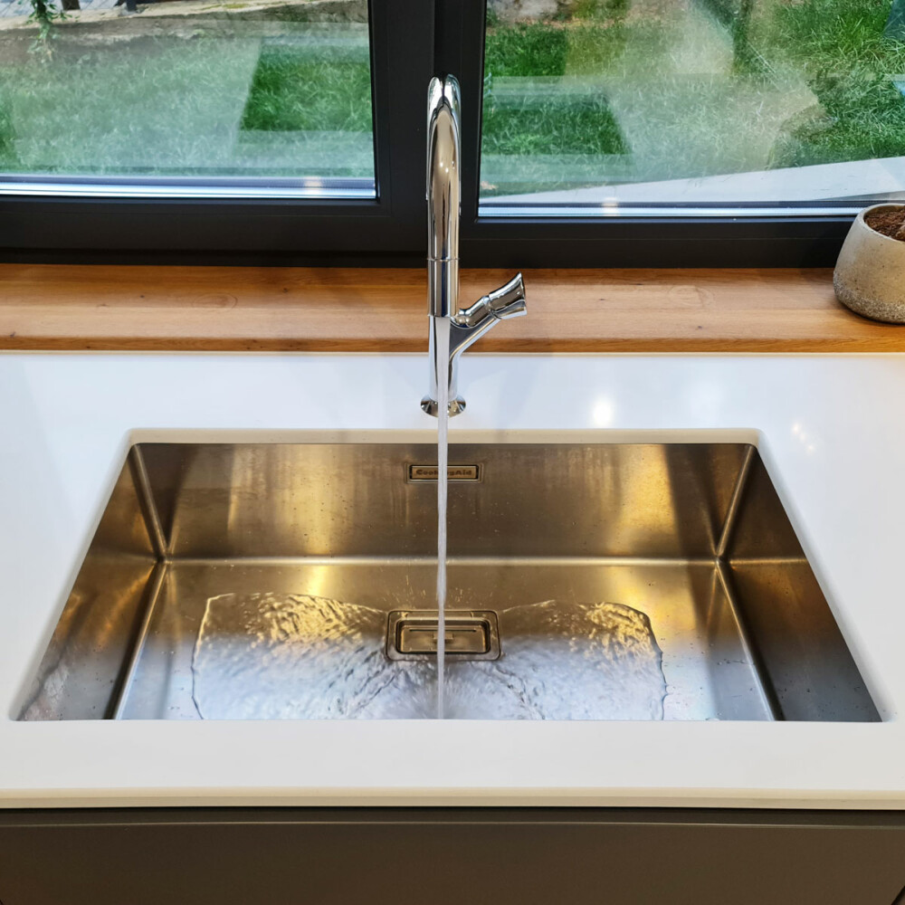 CookingAid Box Lux 74 lavaman kuzhine  inox me valvul kullimi drejtkëndor dhe aksesorë montimi
