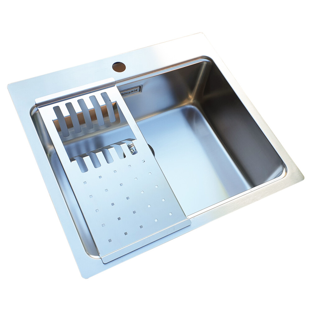 Lavaman kuzhine CookingAid UNA 57 inox me EASY DRAINER + Bonus: kundrejt grirës ABS i kthyeshëm në kullues enësh + aksesorë montimi