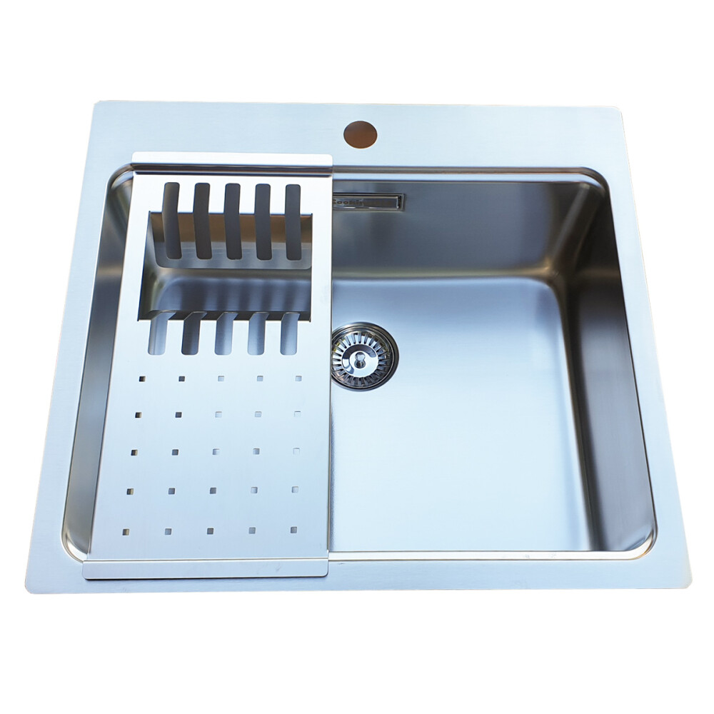 Lavaman kuzhine CookingAid UNA 57 inox me EASY DRAINER + Bonus: kundrejt grirës ABS i kthyeshëm në kullues enësh + aksesorë montimi