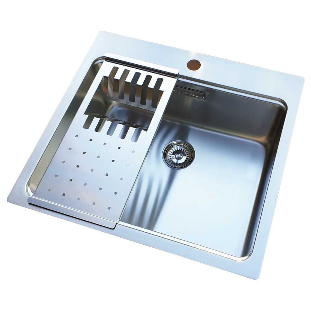 Lavaman kuzhine CookingAid UNA 57 inox me EASY DRAINER + Bonus: kundrejt grirës ABS i kthyeshëm në kullues enësh + aksesorë montimi