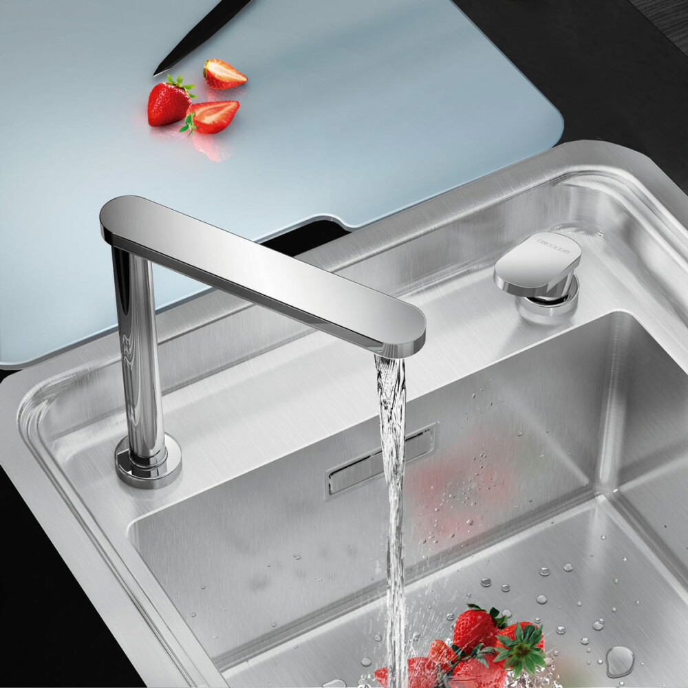CookingAid VISION 40 lavaman kuzhine  inox me rubinet të integruar teleskopik, grirëse xhami të kalitur + pajisje montimi ideale për montim nën