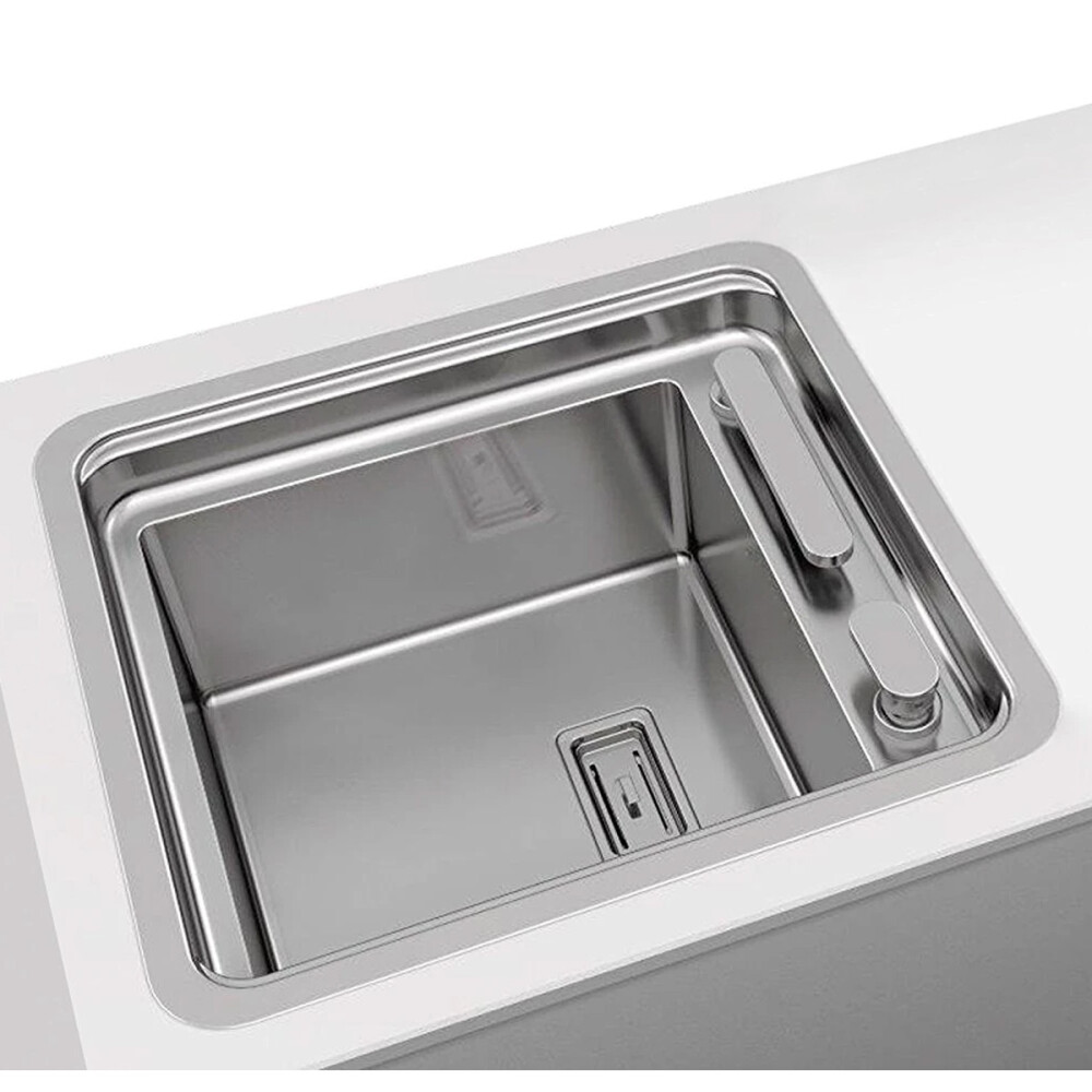 CookingAid VISION 40 lavaman kuzhine  inox me rubinet të integruar teleskopik, grirëse xhami të kalitur + pajisje montimi ideale për montim nën