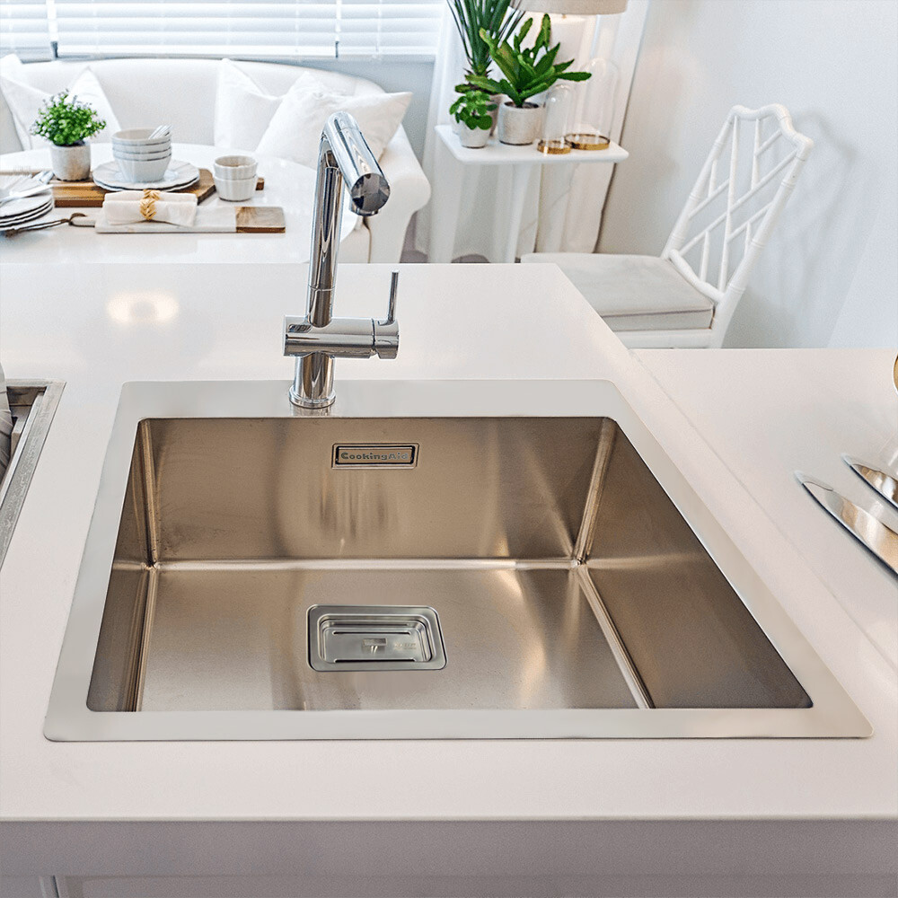 CookingAid BOX LUX 57 lavaman kuzhine inox me valvul kullimi drejtkëndor dhe aksesorë montimi