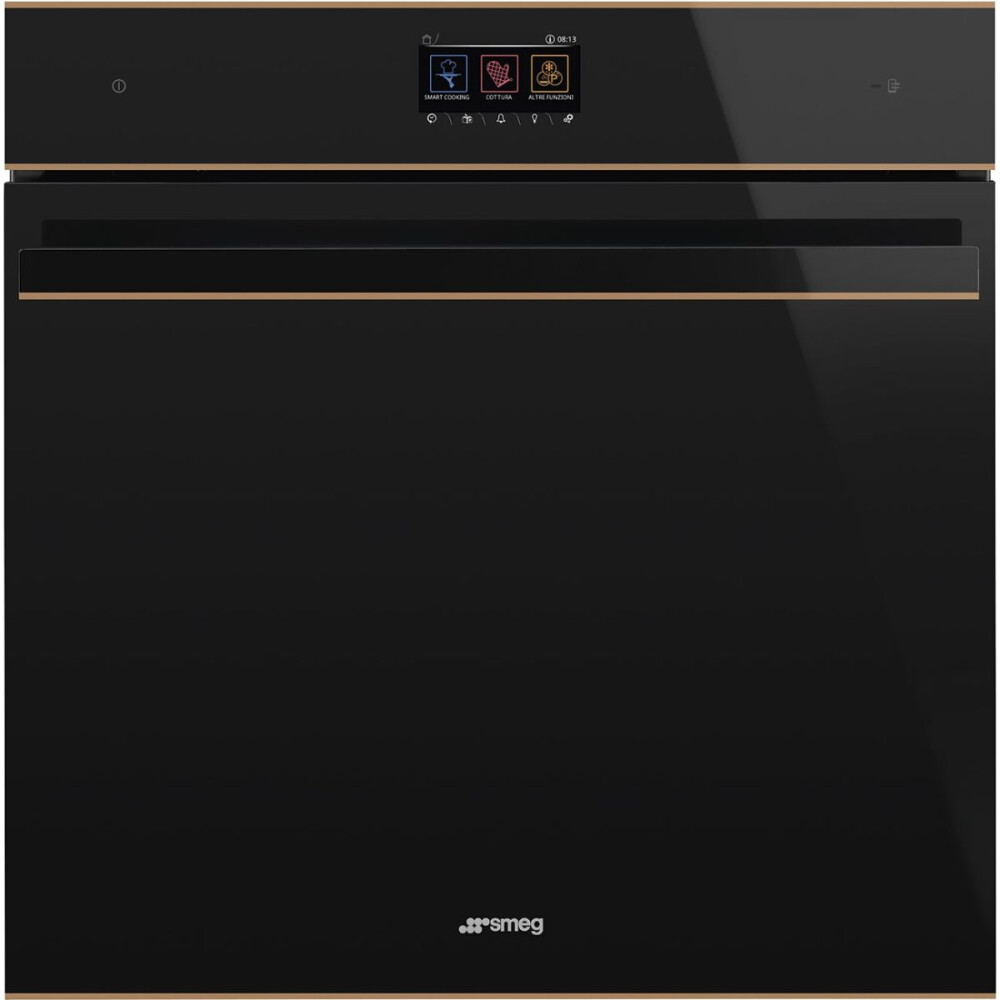 Furrë pirolize SMEG Dolce Stil Novo, SOP6604TPNR, e zeze me detaje bakri, 60 cm, kapaciteti 68 l, klasi A+