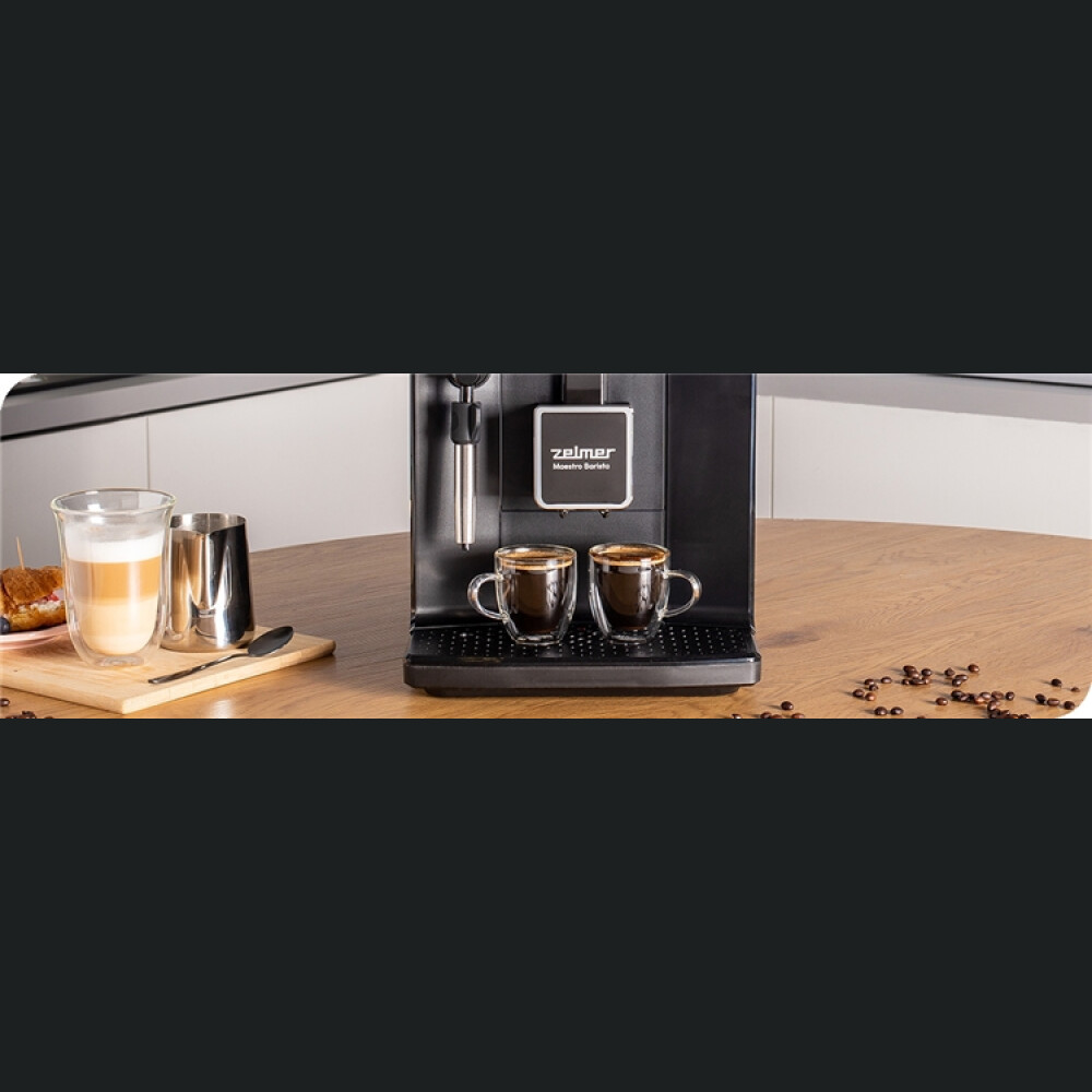 Makinë ekspres Zelmer ZCM8121 Maestro Barista, 20 bar, panel me prekje, filtër Claris, depozitë kafeje 300 g, depozitë uji 2 l, e zezë