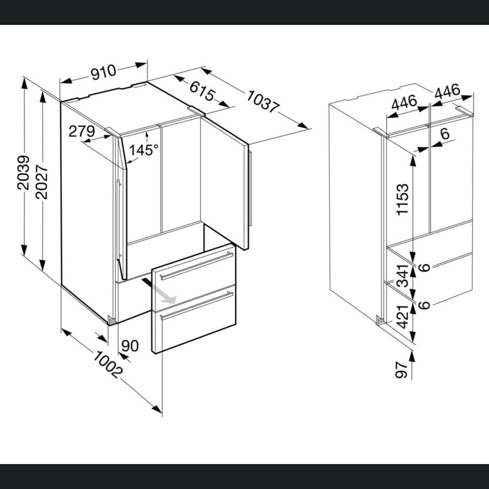 Kombinimi i Frigorifert Liebherr CBNbe 6256 PremiumPlus BioFresh dhe NoFrost, 522 l, F