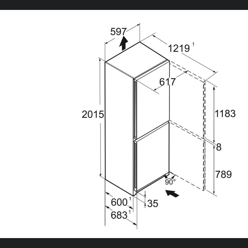 Frigorifer Liebherr CNgwd 5723, Plus NoFrost, 371 l, D, xhami i bardhë