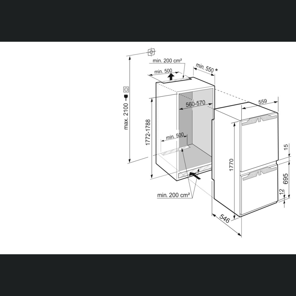 Frigorifer i integruar Liebherr Premium ICBNd 5153, NoFrost, 245 l, D