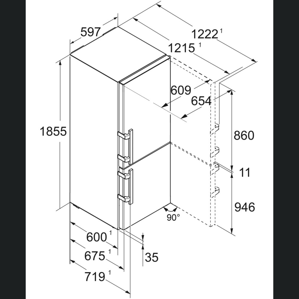 Kombinimi i Frigoriferit Liebherr SBNsdd 5264 Prime, BioFresh dhe NoFrost, 313 l, D