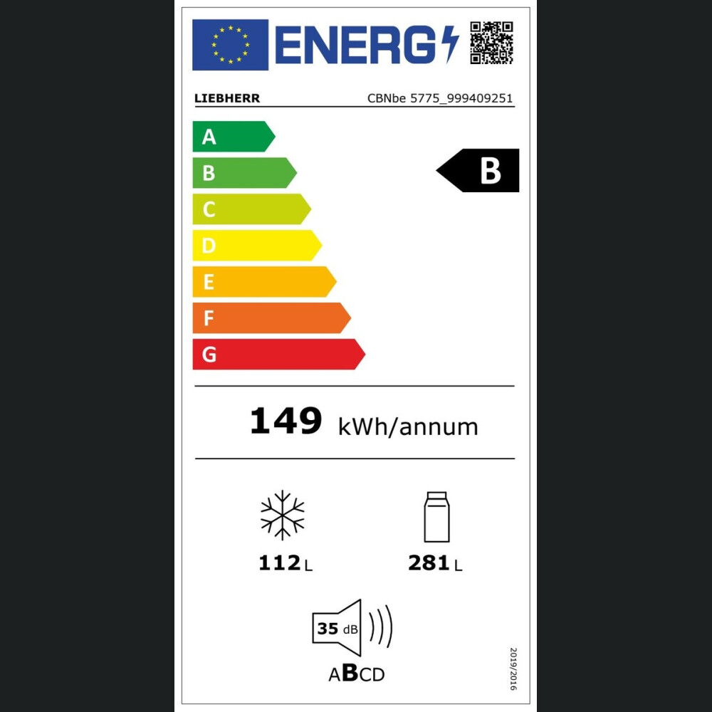 Kombinimi i Frigorifert Liebherr CBNbe 5775, Premium BioFresh dhe NoFrost, 392 l, B