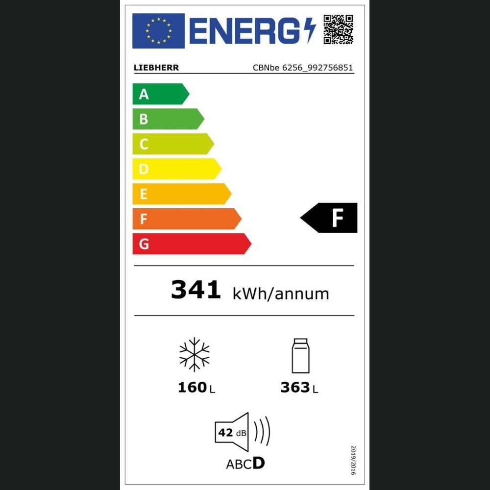Kombinimi i Frigorifert Liebherr CBNbe 6256 PremiumPlus BioFresh dhe NoFrost, 522 l, F