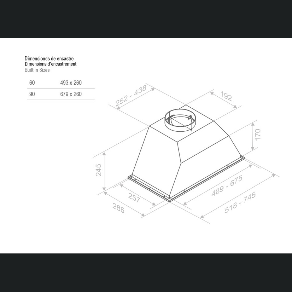 Aspirator i integruar Pando GR05, 60 cm, A, motori v.730