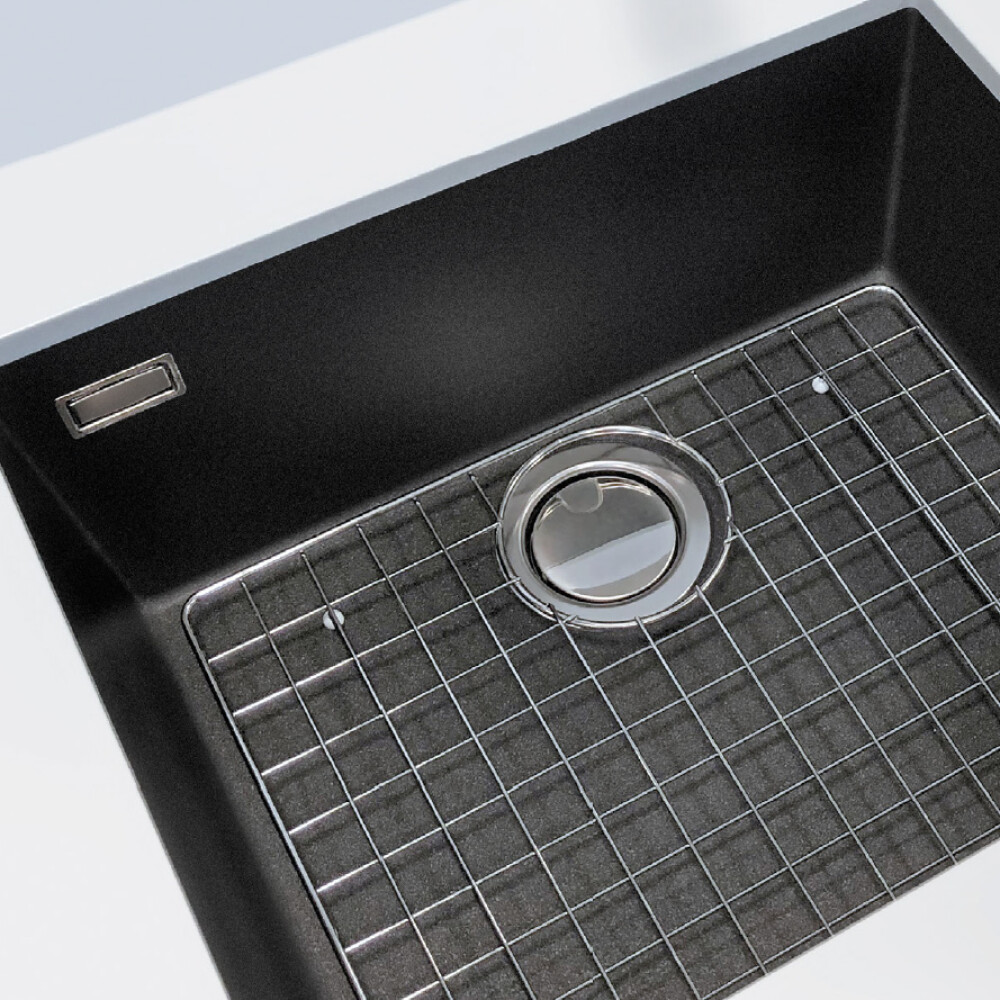 Lavaman kuzhine graniti CookingAid Cube ON5610 Kuarc metalik i zi / i zi me instalim nën banak + aksesorë instalimi