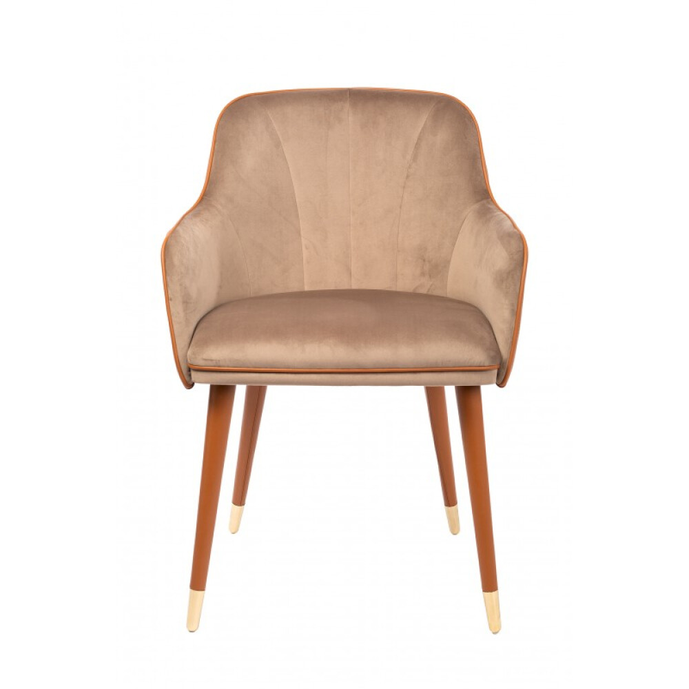 Karrige Jaqueline Leather & Velvet, kadife premium, lëkurë natyrale, këmbë bronzi