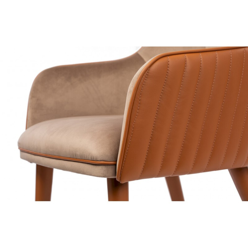 Karrige Jaqueline Leather & Velvet, kadife premium, lëkurë natyrale, këmbë bronzi