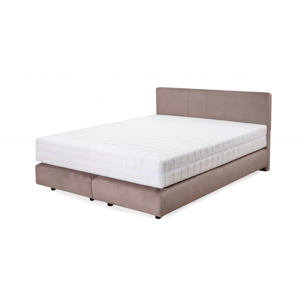 Krevat Boxspring Alviano, thjesht i veshur me susta, me lartesi krevati 90 cm, dyshek i perfshire, pa siper