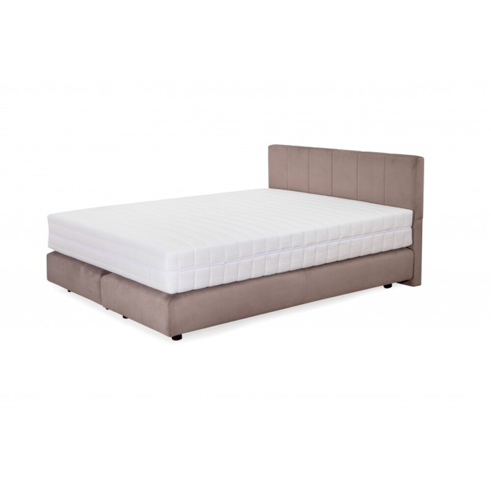 Krevat Boxspring Alviano, thjesht i veshur me susta, me lartesi krevati 90 cm, dyshek i perfshire, pa siper