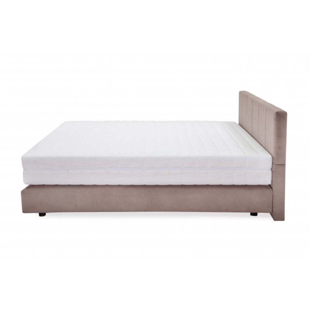 Krevat Boxspring Alviano, thjesht i veshur me susta, me lartesi krevati 90 cm, dyshek i perfshire, pa siper