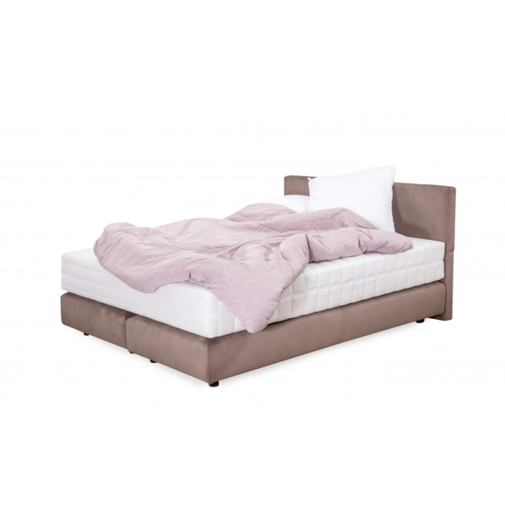 Krevat Boxspring Alviano, thjesht i veshur me susta, me lartesi krevati 90 cm, dyshek i perfshire, pa siper