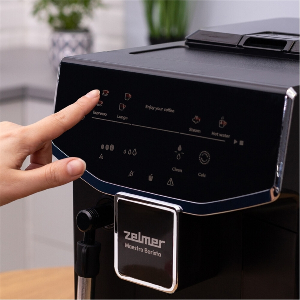 Makinë ekspres Zelmer ZCM8121 Maestro Barista, 20 bar, panel me prekje, filtër Claris, depozitë kafeje 300 g, depozitë uji 2 l, e zezë