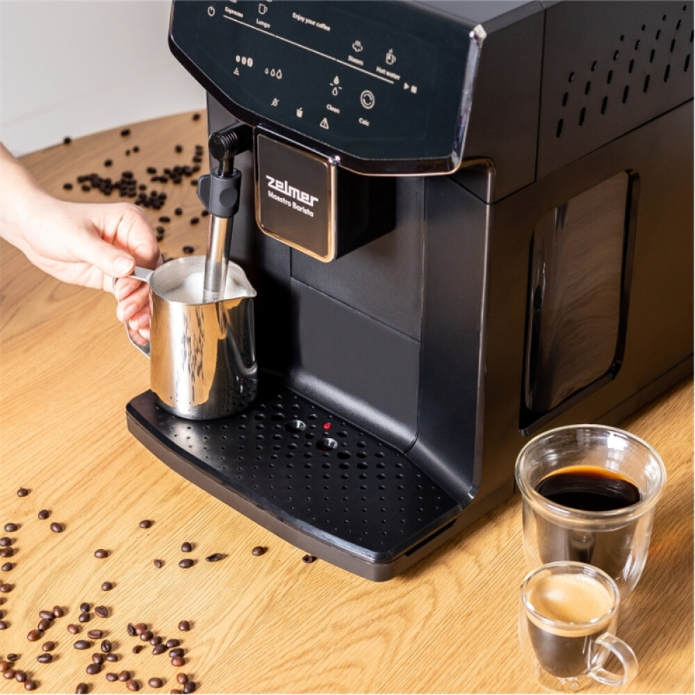Makinë ekspres Zelmer ZCM8121 Maestro Barista, 20 bar, panel me prekje, filtër Claris, depozitë kafeje 300 g, depozitë uji 2 l, e zezë