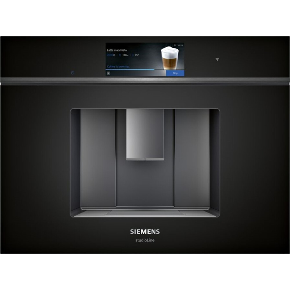 Aparat kafeje i integruar Siemens CT918L1D0, ekran TFT me ngjyra, lidhje në shtëpi, lidhje rrjeti, e zezë