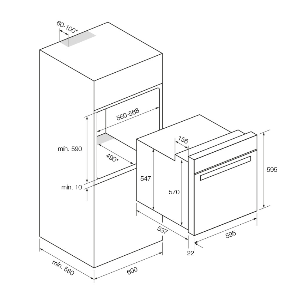 Furrë elektrike e integruar Pando PHT-963 TFT, A+, 70l