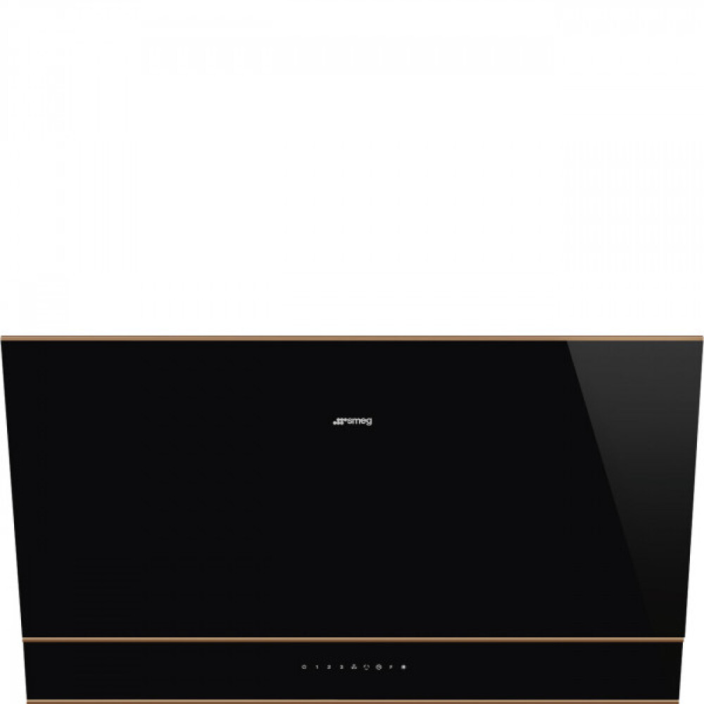 Aspirator dekorativ muri SMEG Dolce Stil Novo KV694R, xham i zi dhe bakri, 90 cm