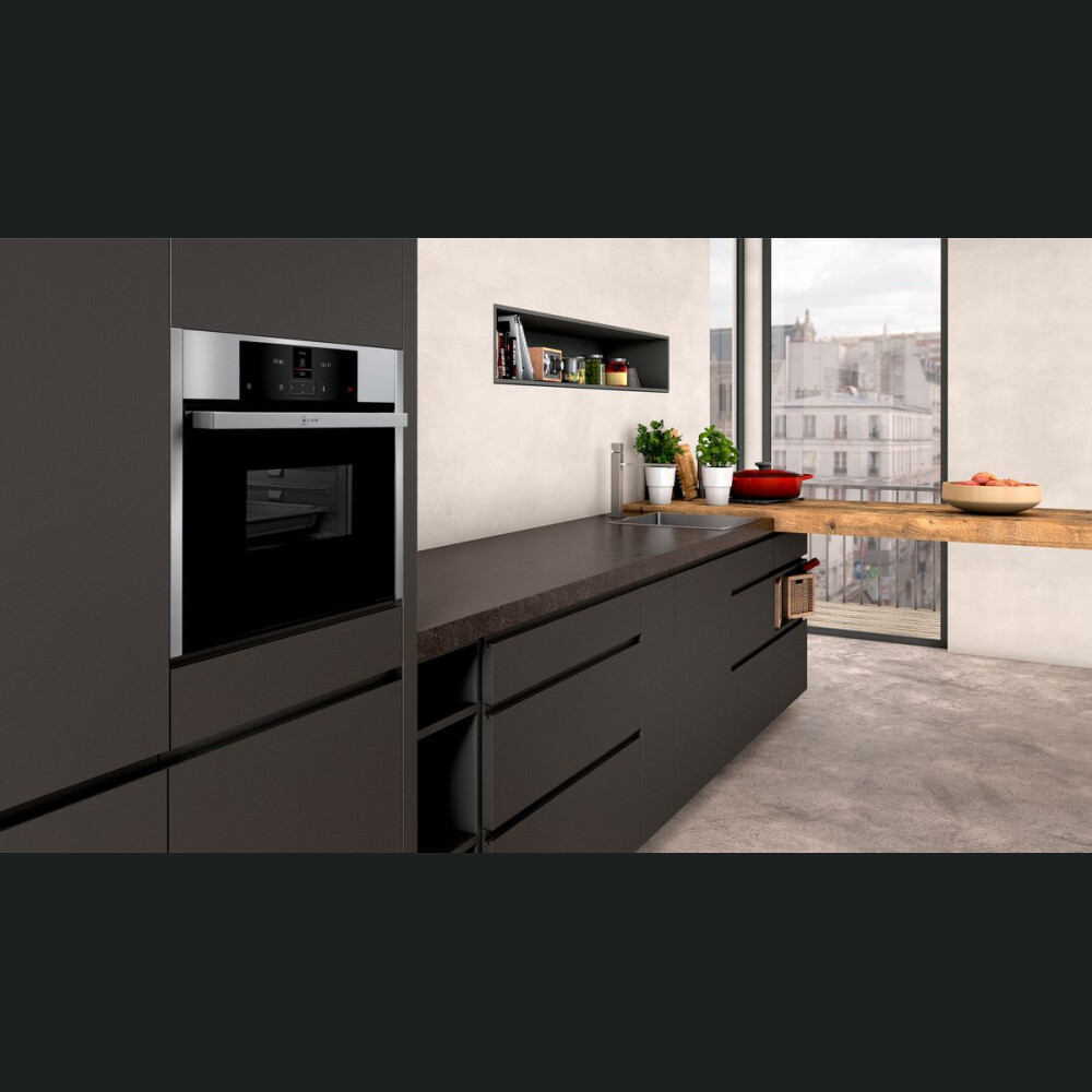 Furrë kompakte e integruar Neff C15DR00N0, me 100% avull,  inox, 38 l