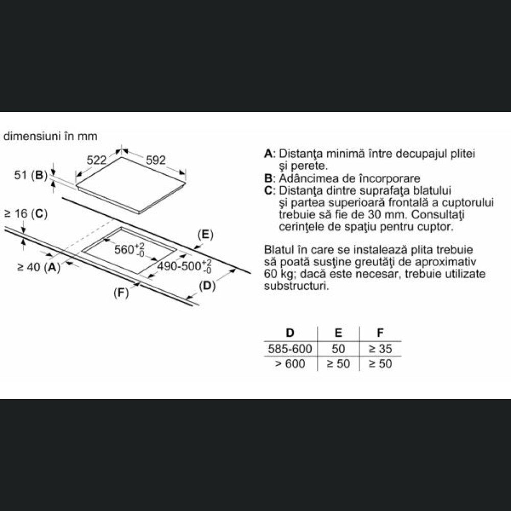 Pllakë me induksion Bosch PXE611FC1E, 60 cm E zezë