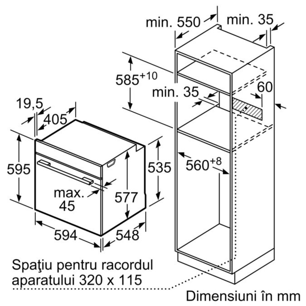 Furrë e integruar me funksion avulli Bosch HSG7364B1, A+, 71 l