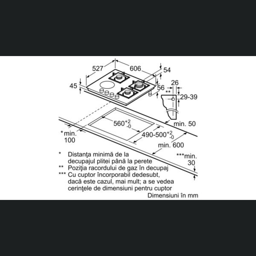 Pllakë e përzier Bosch PSY6A6B20 (elektrike dhe gazi) 60 cm Vitroqeramike, E zezë