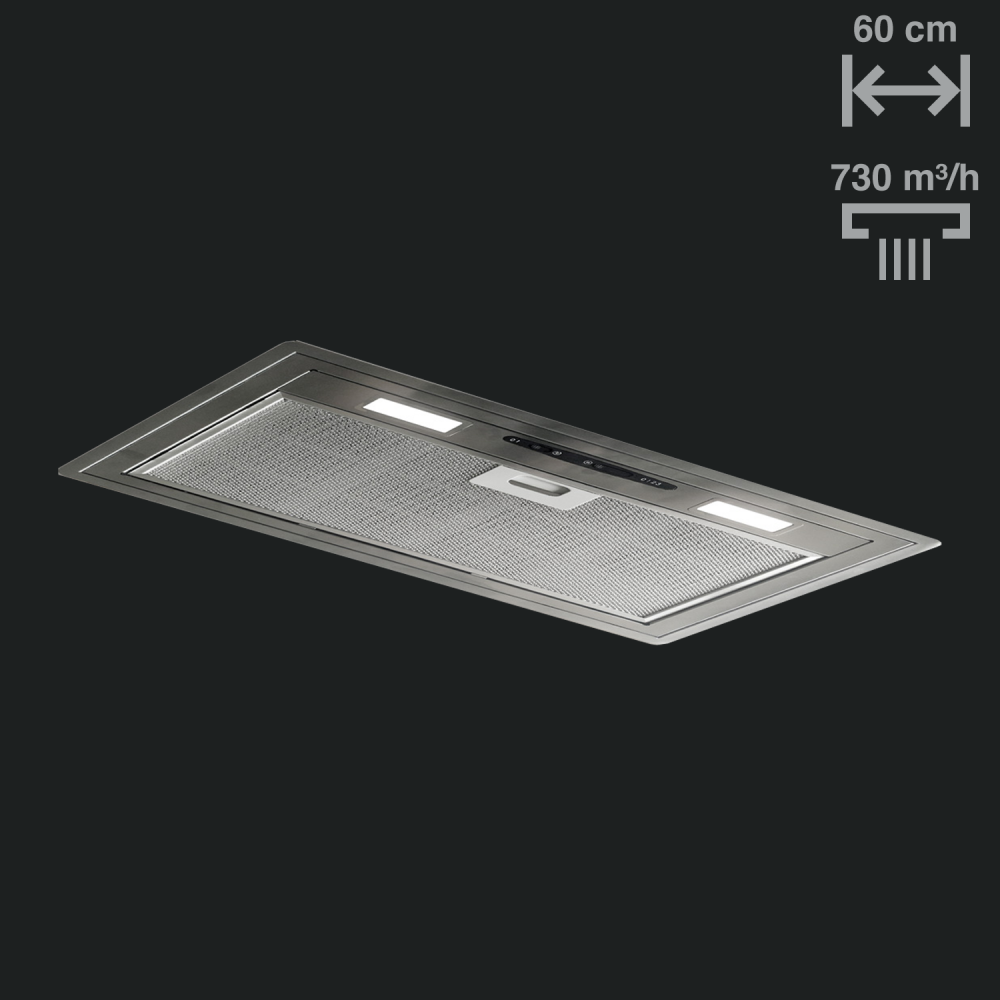 Aspirator i integruar Pando PGF, gjerësia 60 cm, V.730, klasi A, inox