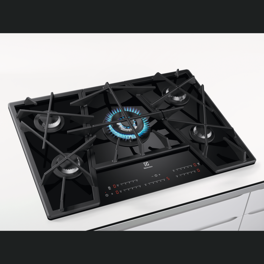 Pllakë me gaz Electrolux KGV7539IK, Zezë