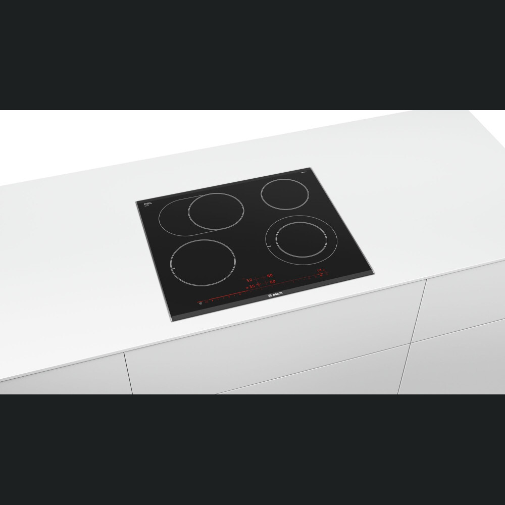 Pllakë qelqi qeramike Bosch PKN675DP1D, E zezë