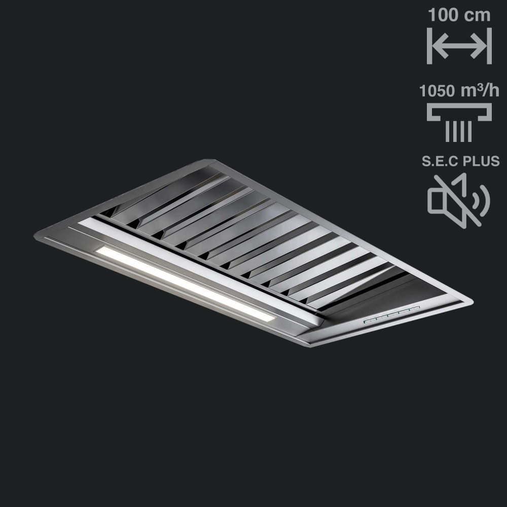 Aspirator i integruar Pando PRO, fuqia e motorit V.1050, SEC PLUS, 100 cm, inox, A+