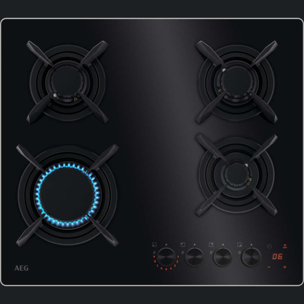 Furrë me gaz AEG ne xham HKB64453NB, 60 cm, e zeze
