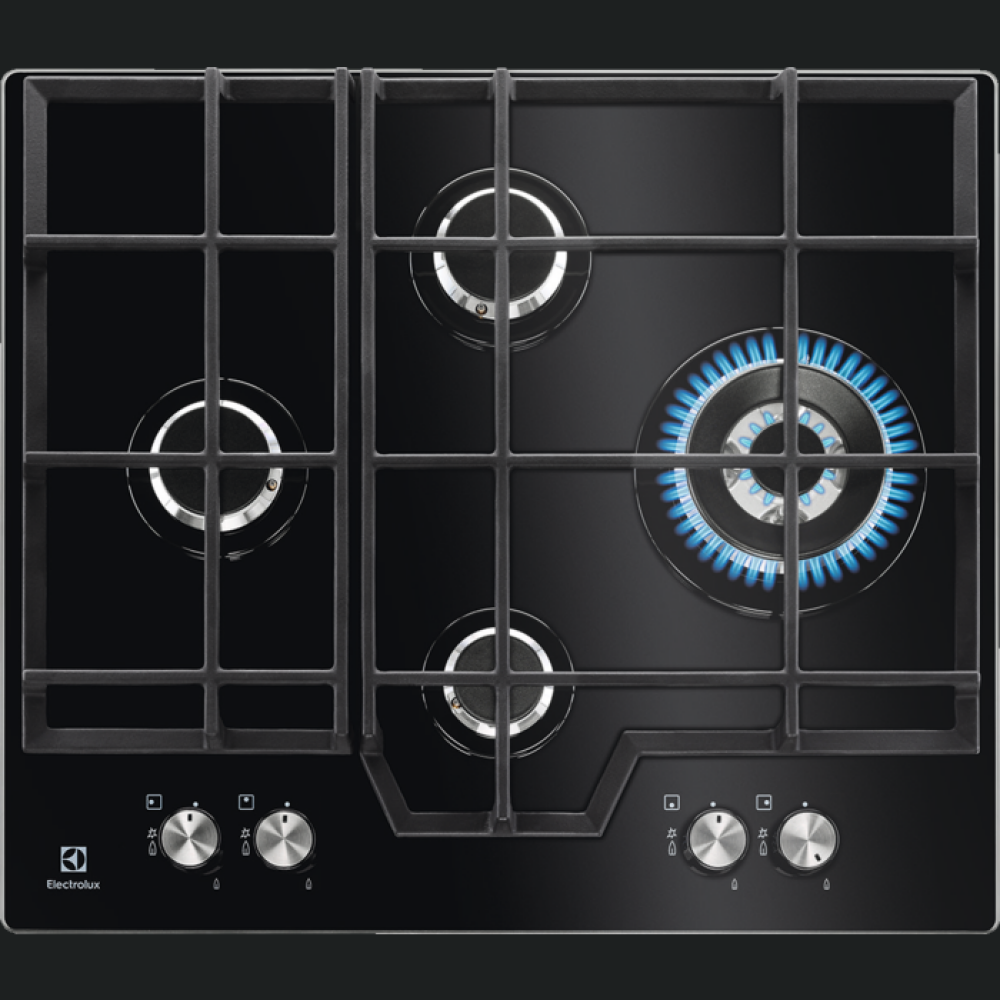 SHOWROOM EXPUS - Pllakë me gaz Electrolux KGG6456K, e zezë, 4 rrjetë, grilë gize