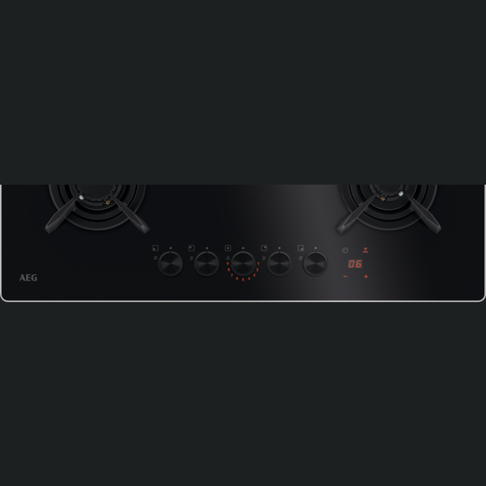 Pllakë me gaz AEG HKB75453NB, në suport xhami SERIES 8000, flakë, 75 cm